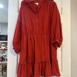 Red Button-Up Dress